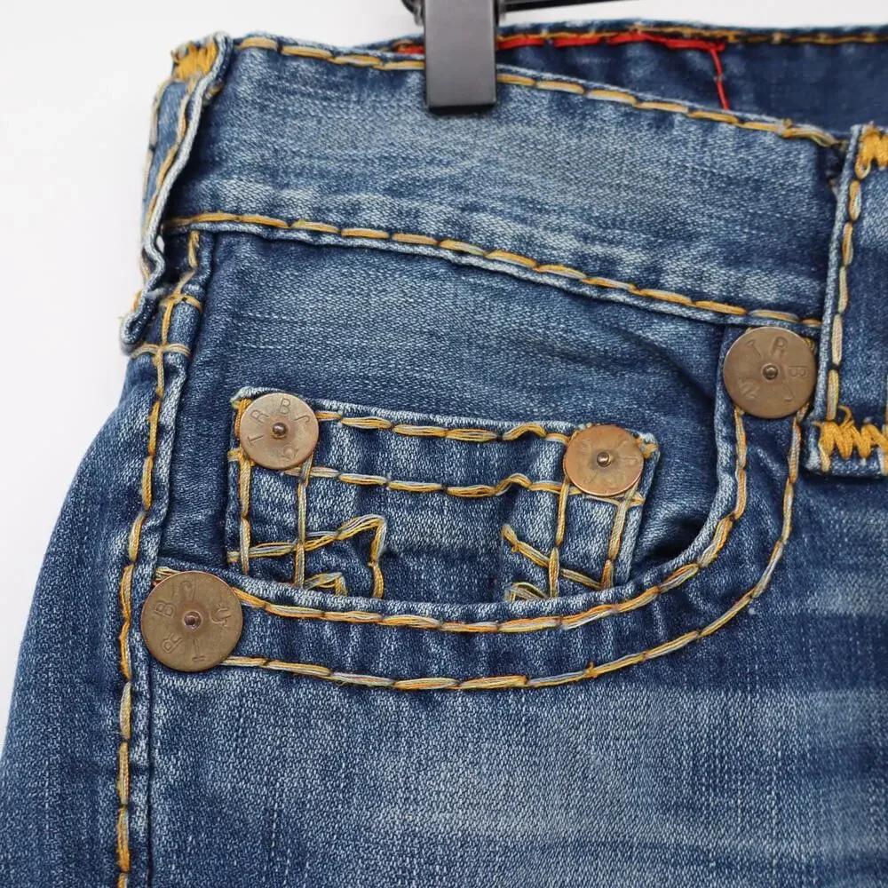 True Religion Jeans Bobby Super T Men's 33x34 Dark Wash Thick Stitch USA